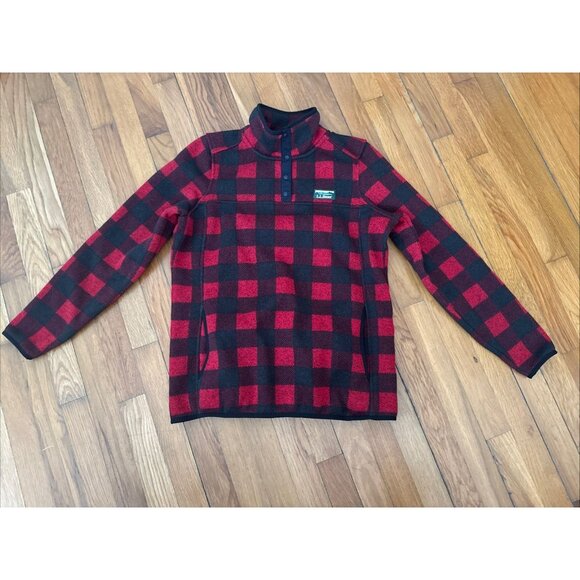 L.L. Bean Tops - LL Bean Sweater Fleece 1/4 Snap Pullover Women's Buffalo Plaid Size M